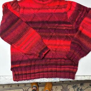 Red and Purple Italian Wool Women's Crew Neck Sweater